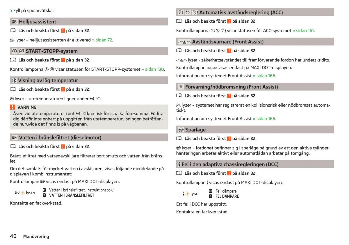 Skoda Superb III 3 instruktionsbok / page 42