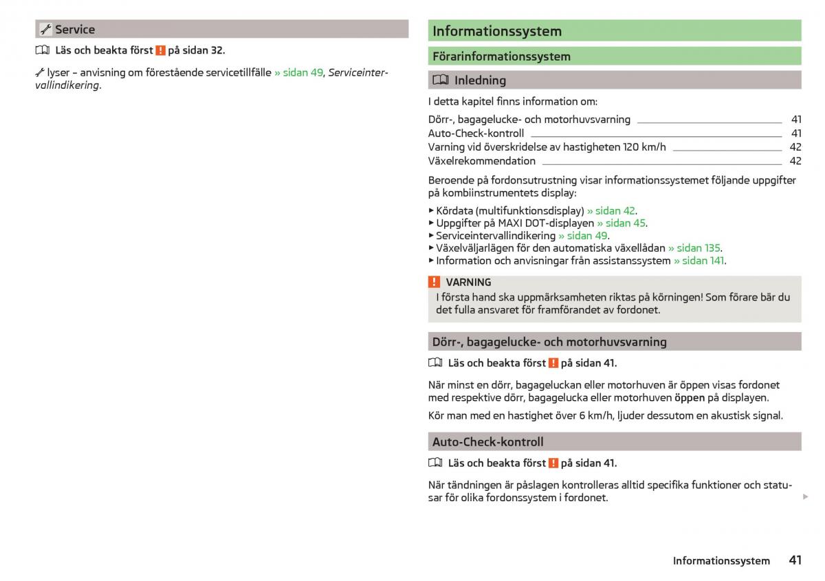 Skoda Superb III 3 instruktionsbok / page 43