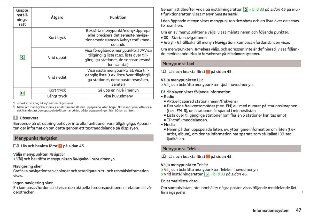 Skoda Superb III 3 instruktionsbok / page 49