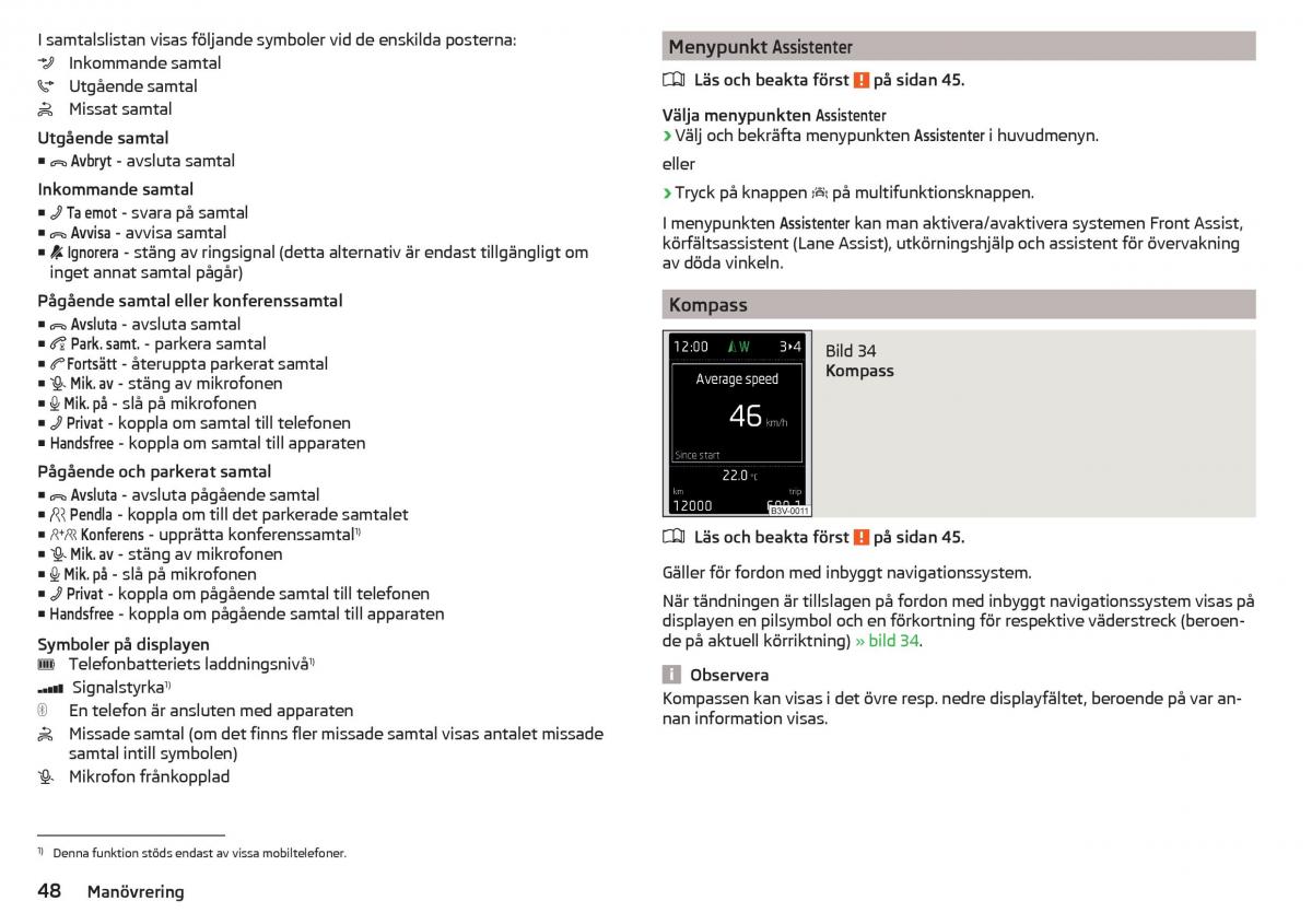 Skoda Superb III 3 instruktionsbok / page 50