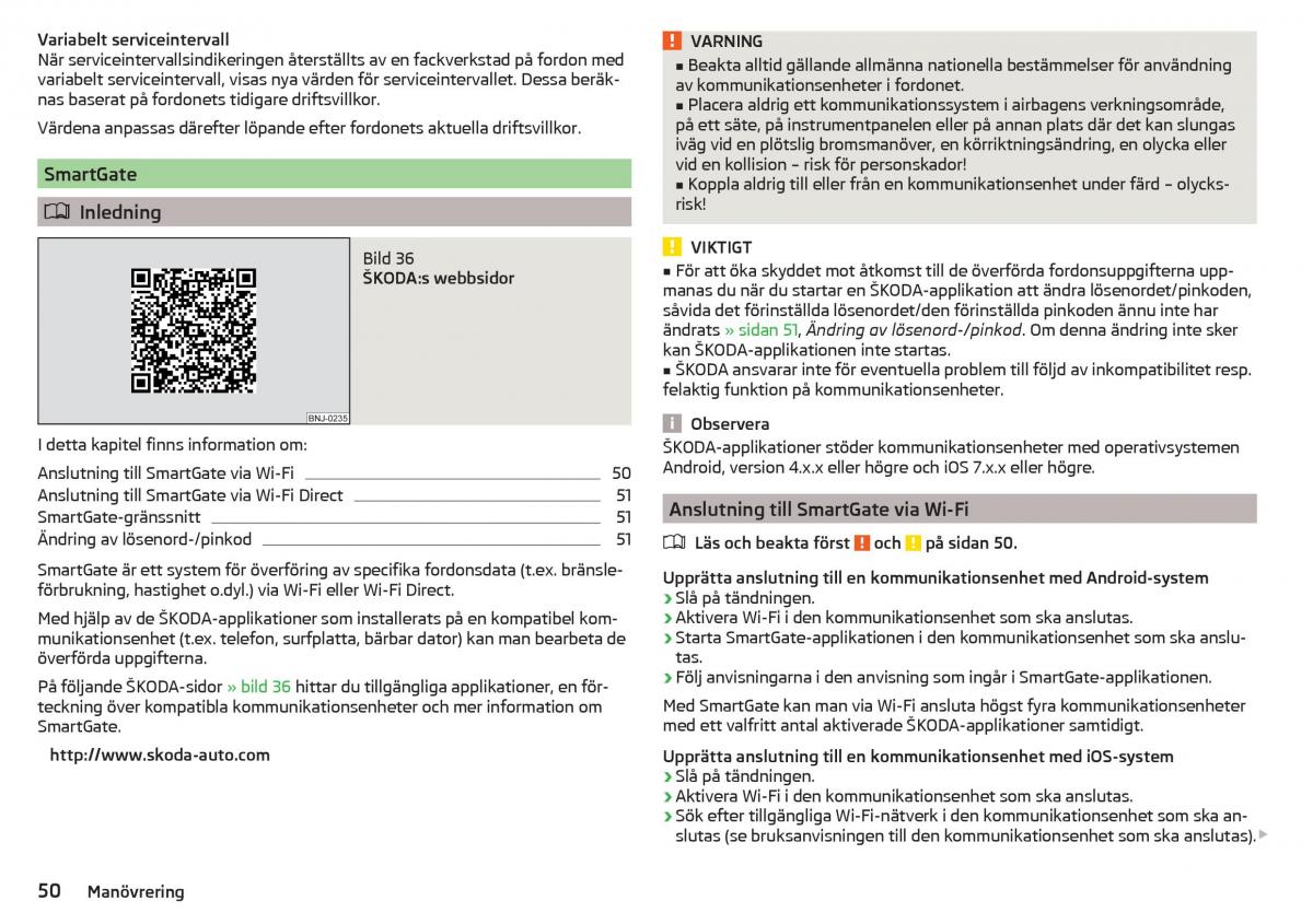 Skoda Superb III 3 instruktionsbok / page 52