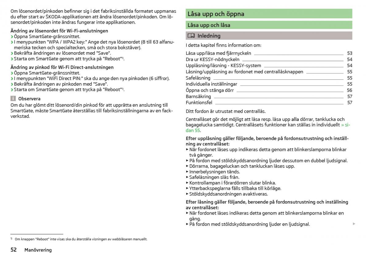 Skoda Superb III 3 instruktionsbok / page 54