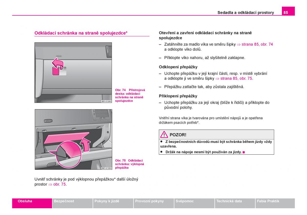 Skoda Fabia I 1 navod k obsludze / page 86