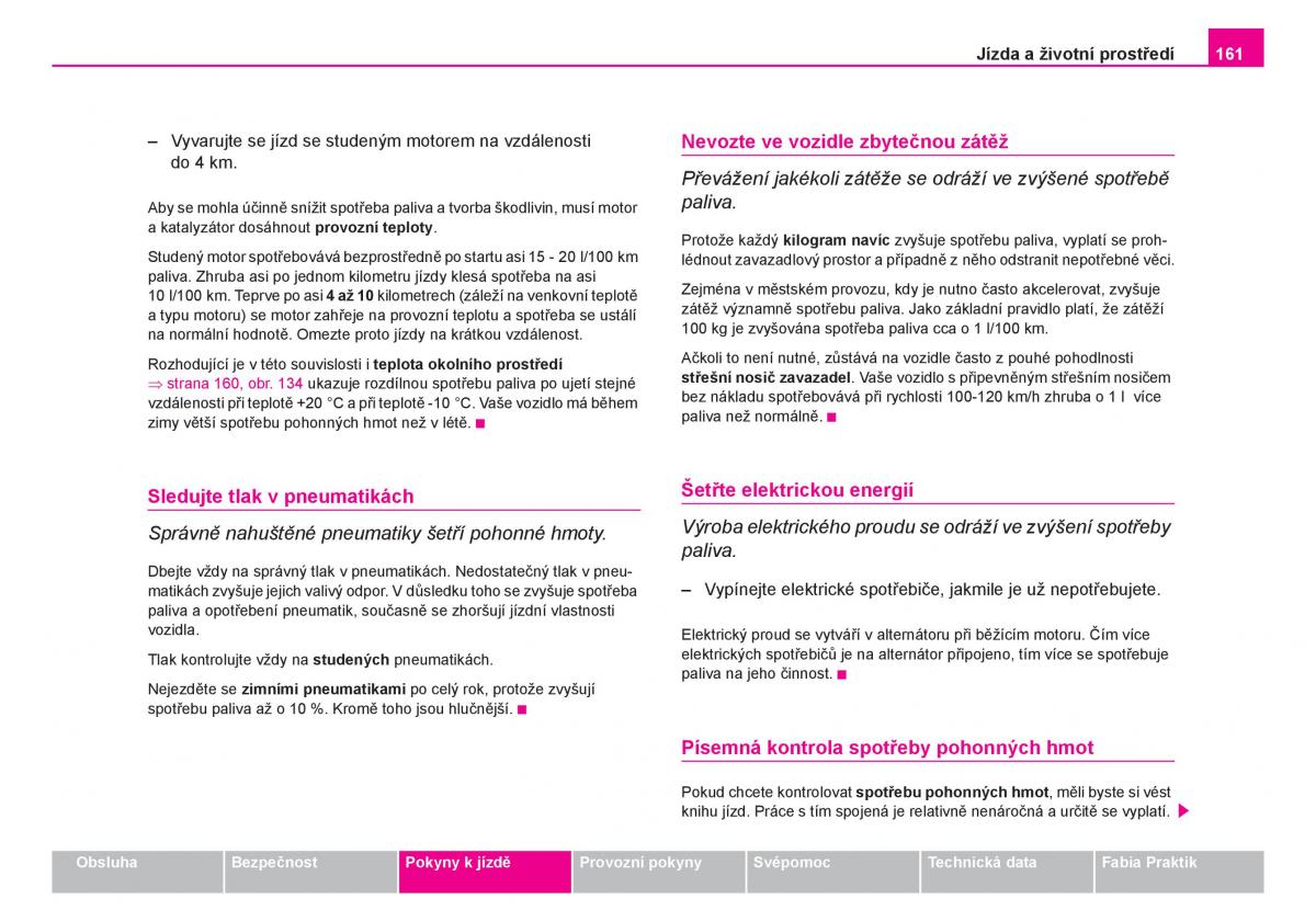 Skoda Fabia I 1 navod k obsludze / page 162