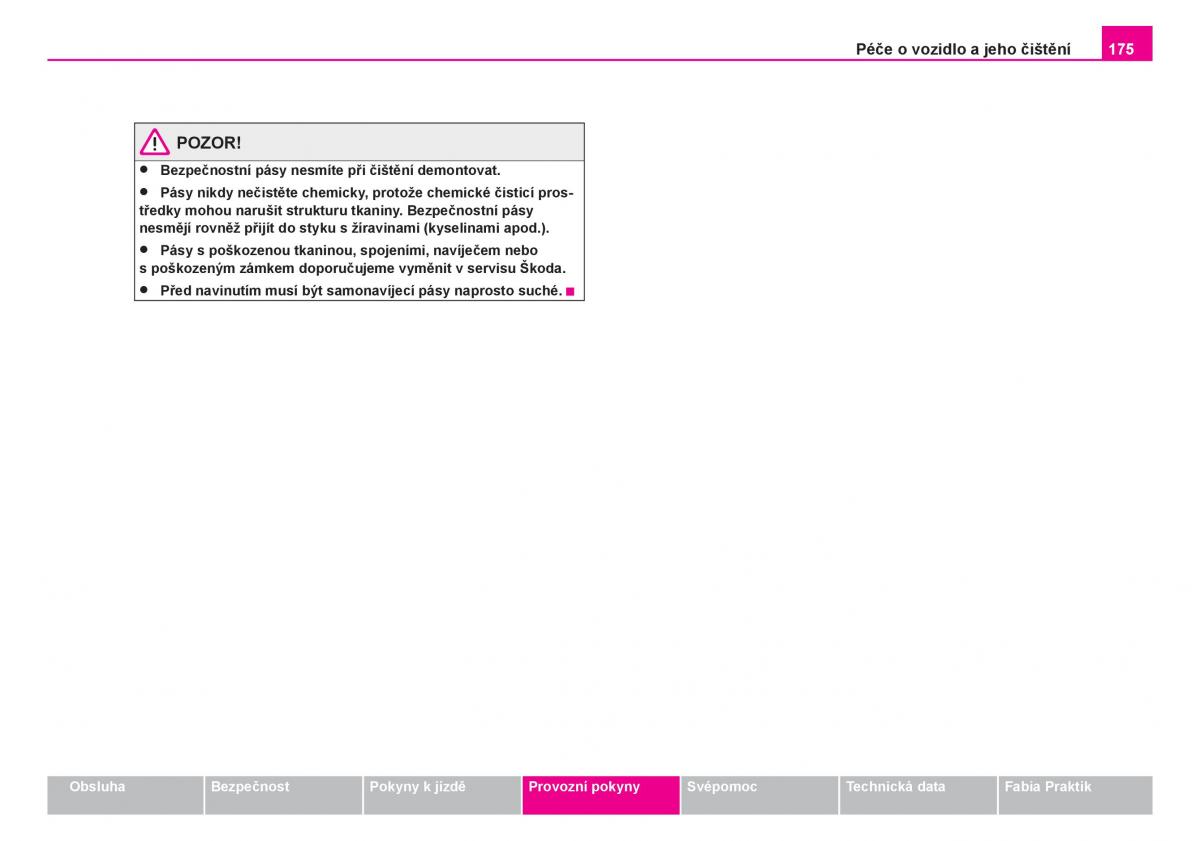 Skoda Fabia I 1 navod k obsludze / page 176