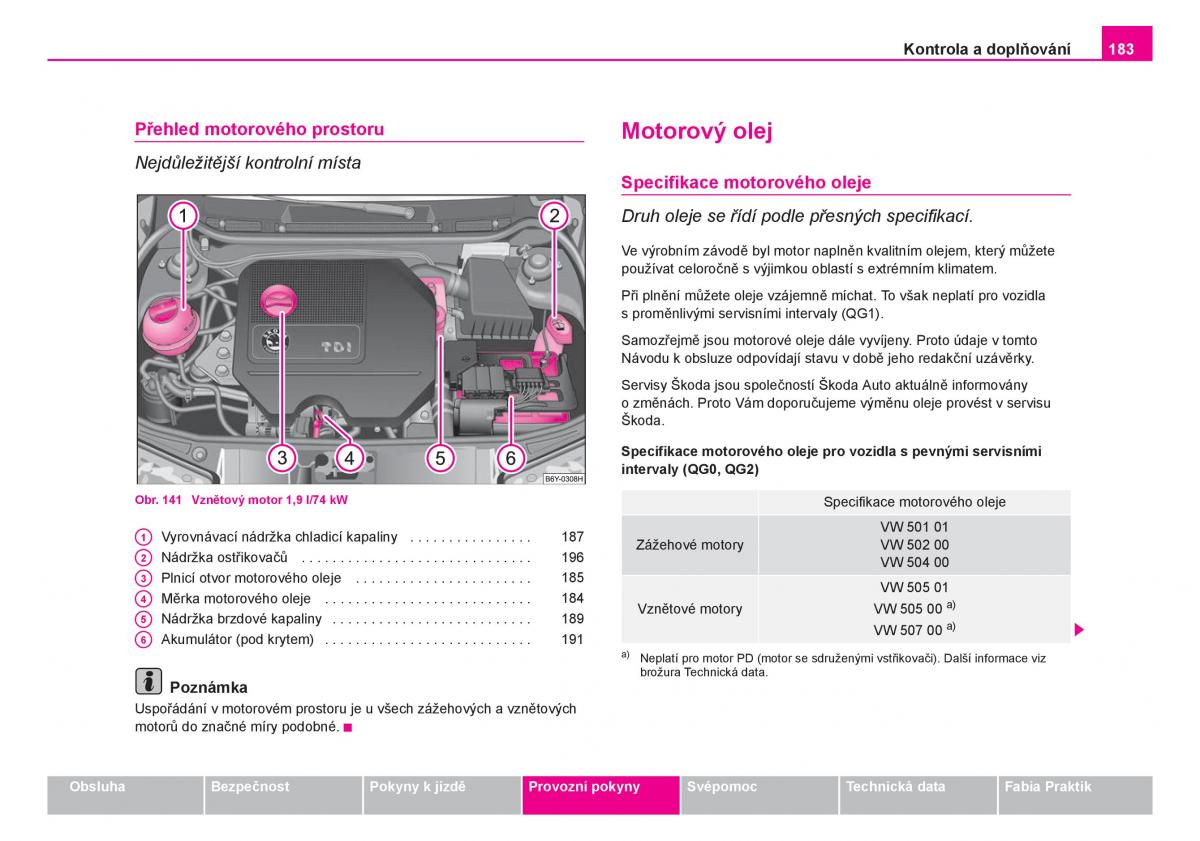 Skoda Fabia I 1 navod k obsludze / page 184