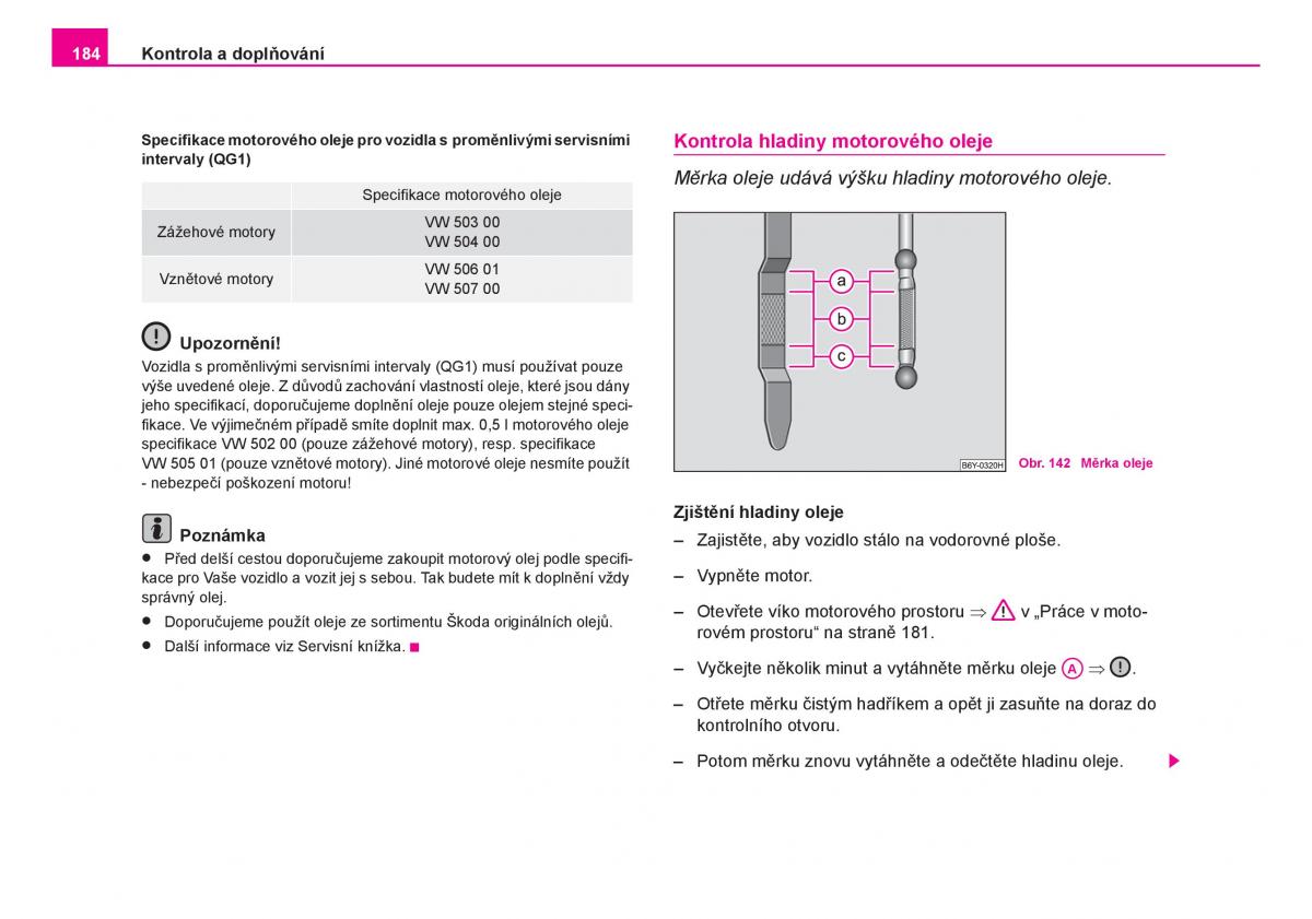 Skoda Fabia I 1 navod k obsludze / page 185