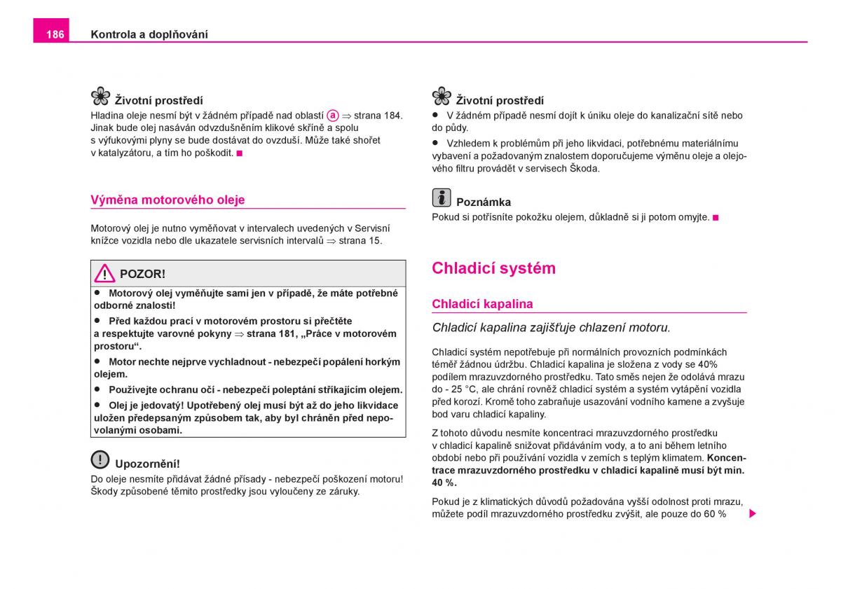 Skoda Fabia I 1 navod k obsludze / page 187