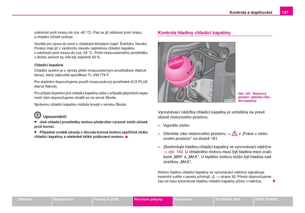 Skoda Fabia I 1 navod k obsludze / page 188