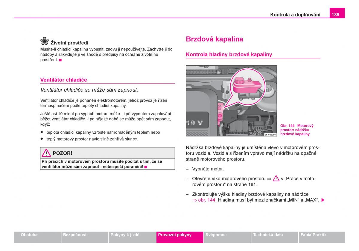 Skoda Fabia I 1 navod k obsludze / page 190