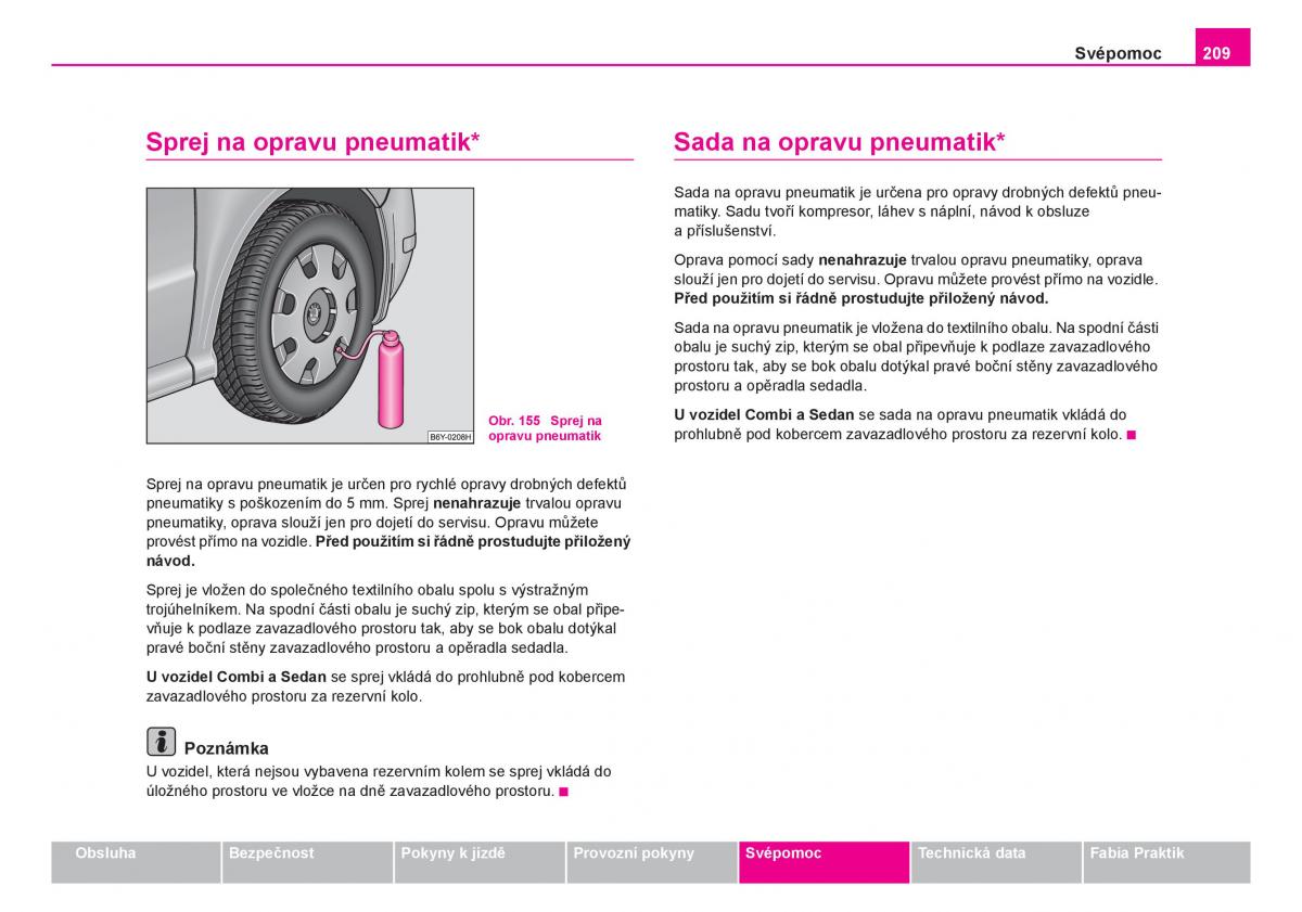 Skoda Fabia I 1 navod k obsludze / page 210