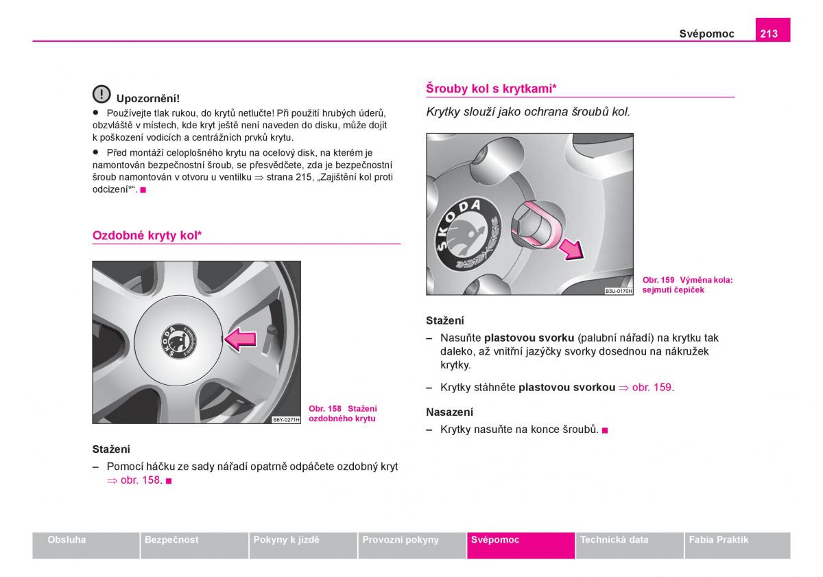 Skoda Fabia I 1 navod k obsludze / page 214