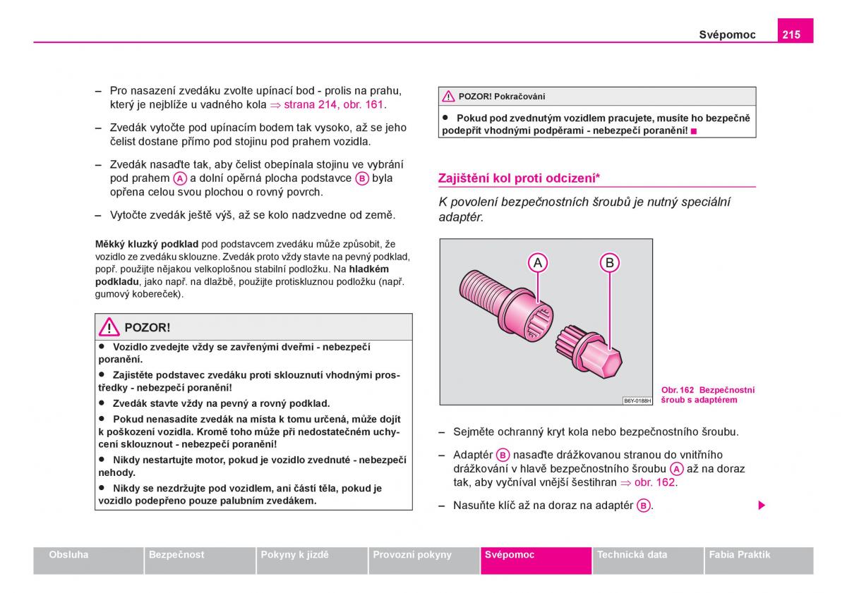 Skoda Fabia I 1 navod k obsludze / page 216