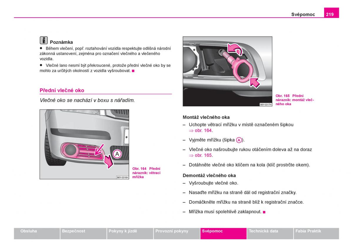 Skoda Fabia I 1 navod k obsludze / page 220