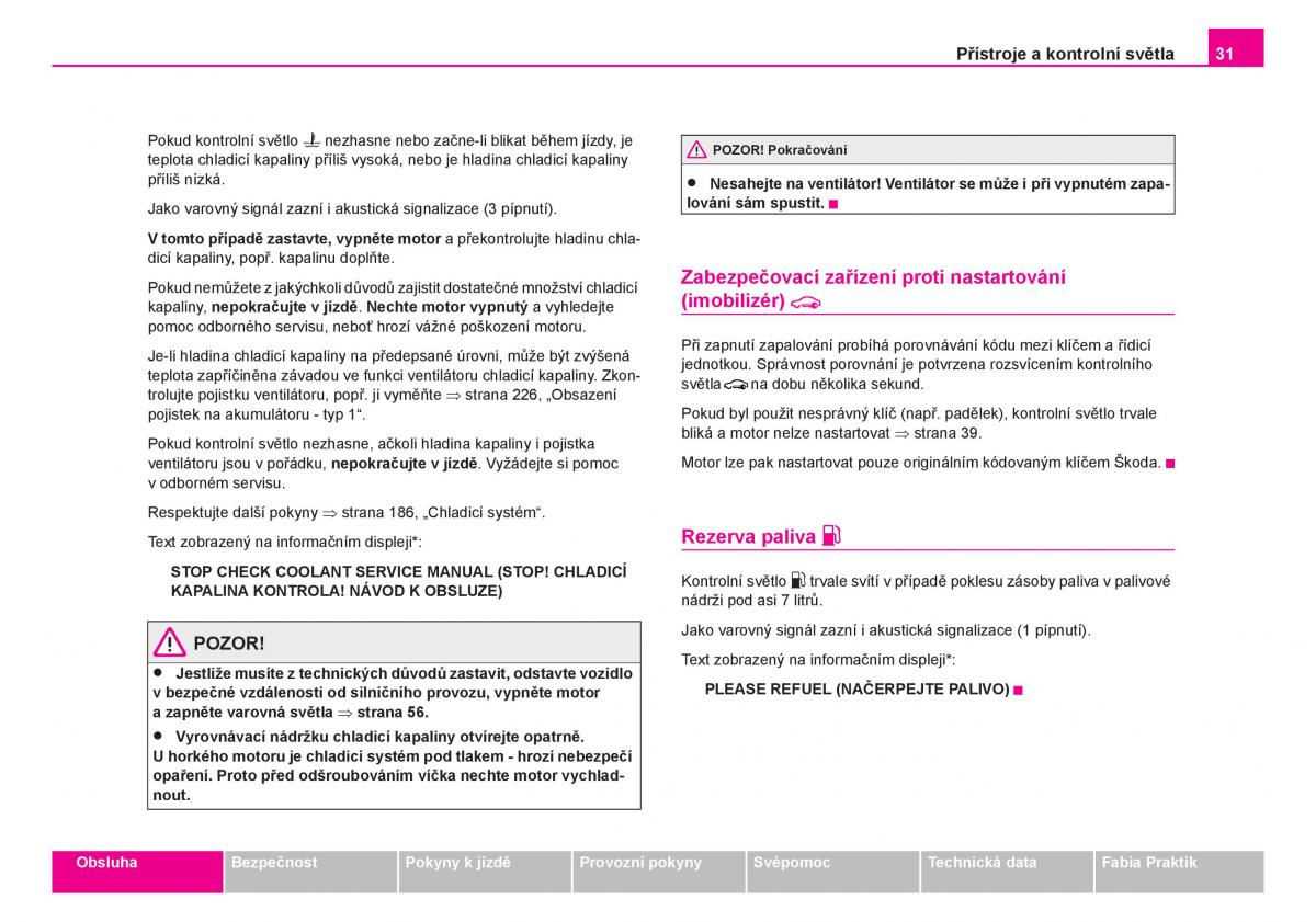 Skoda Fabia I 1 navod k obsludze / page 32