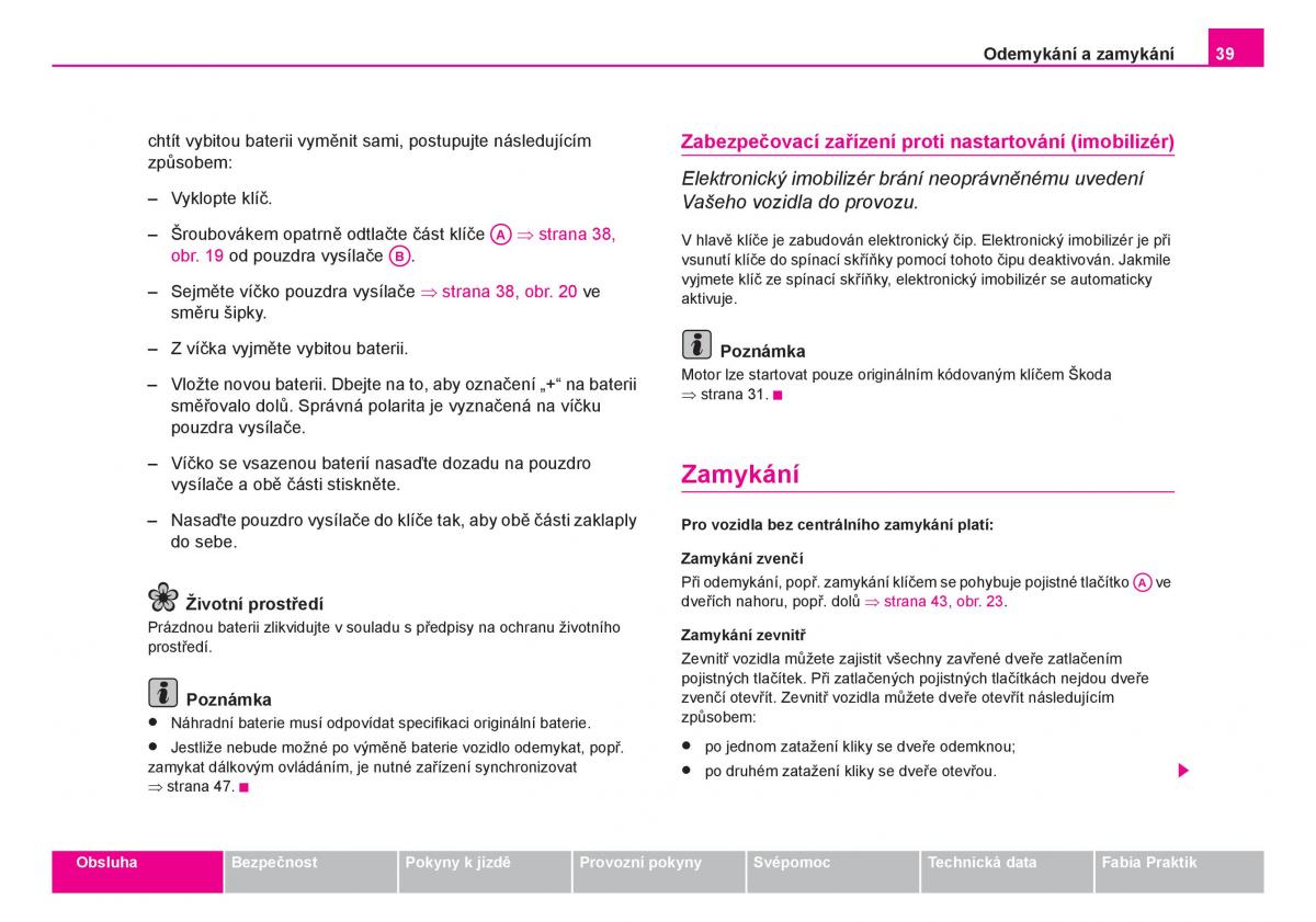 Skoda Fabia I 1 navod k obsludze / page 40