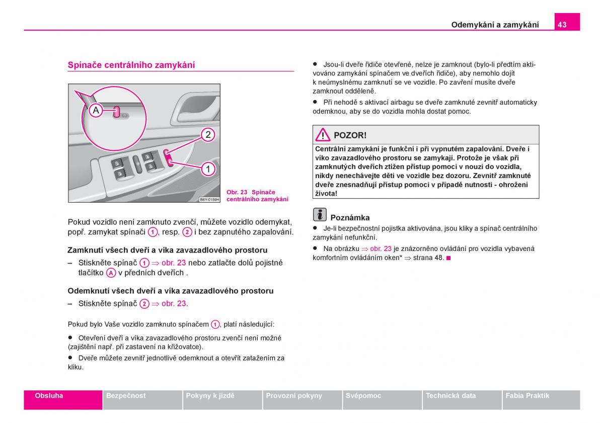 Skoda Fabia I 1 navod k obsludze / page 44