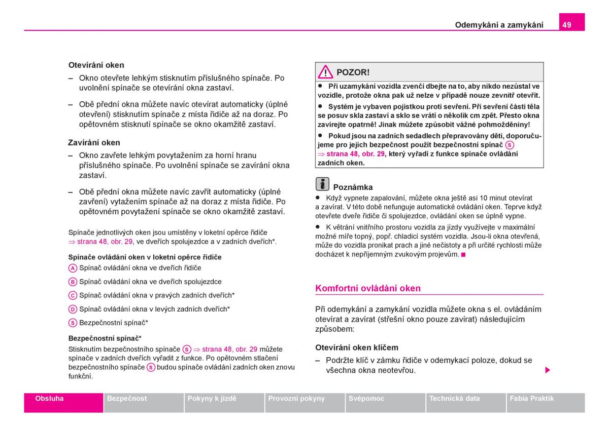 Skoda Fabia I 1 navod k obsludze / page 50