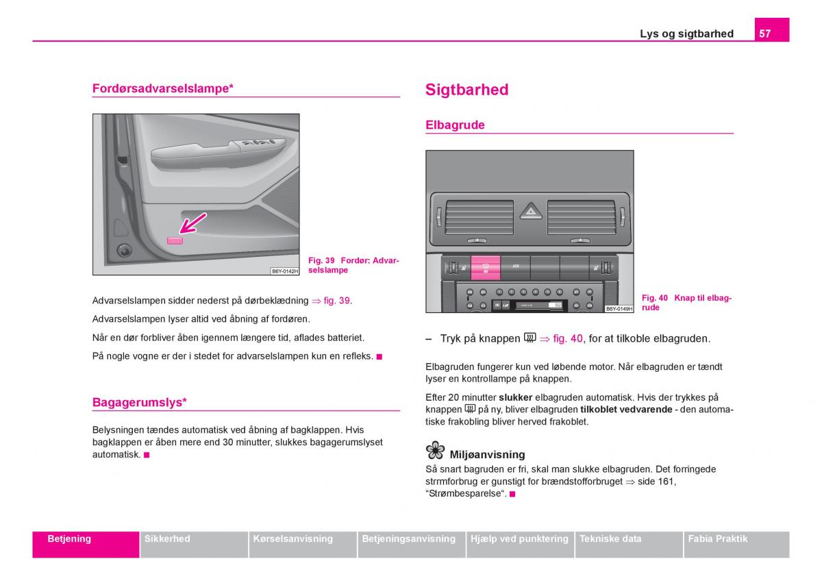 Skoda Fabia I 1 Bilens instruktionsbog / page 58