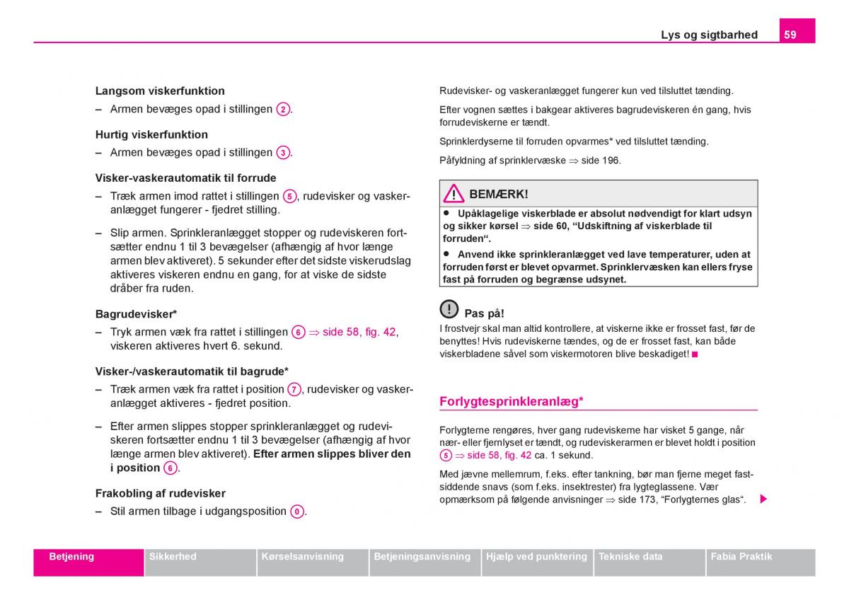 Skoda Fabia I 1 Bilens instruktionsbog / page 60