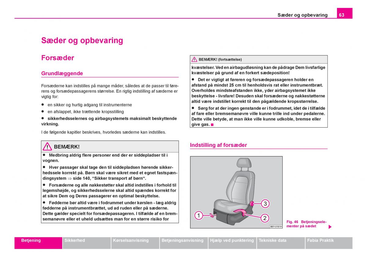 Skoda Fabia I 1 Bilens instruktionsbog / page 64