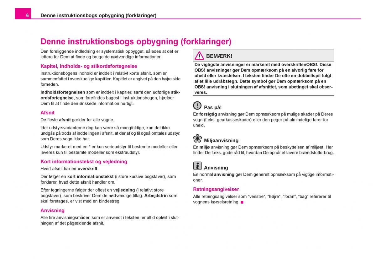 Skoda Fabia I 1 Bilens instruktionsbog / page 7