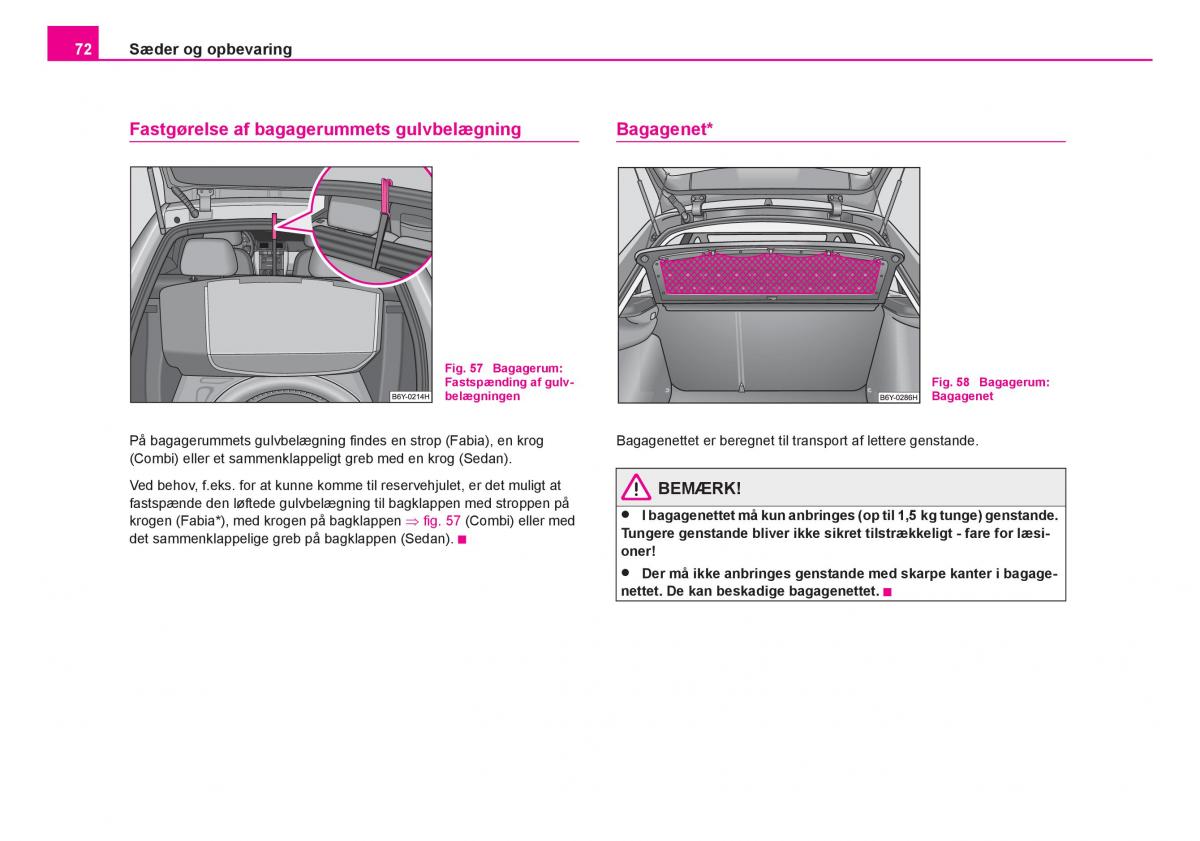 Skoda Fabia I 1 Bilens instruktionsbog / page 73