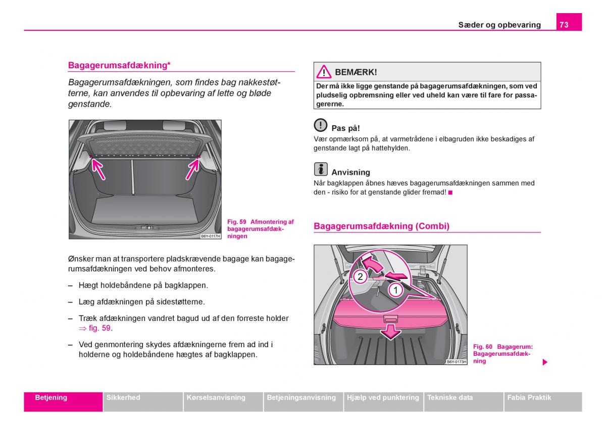 Skoda Fabia I 1 Bilens instruktionsbog / page 74