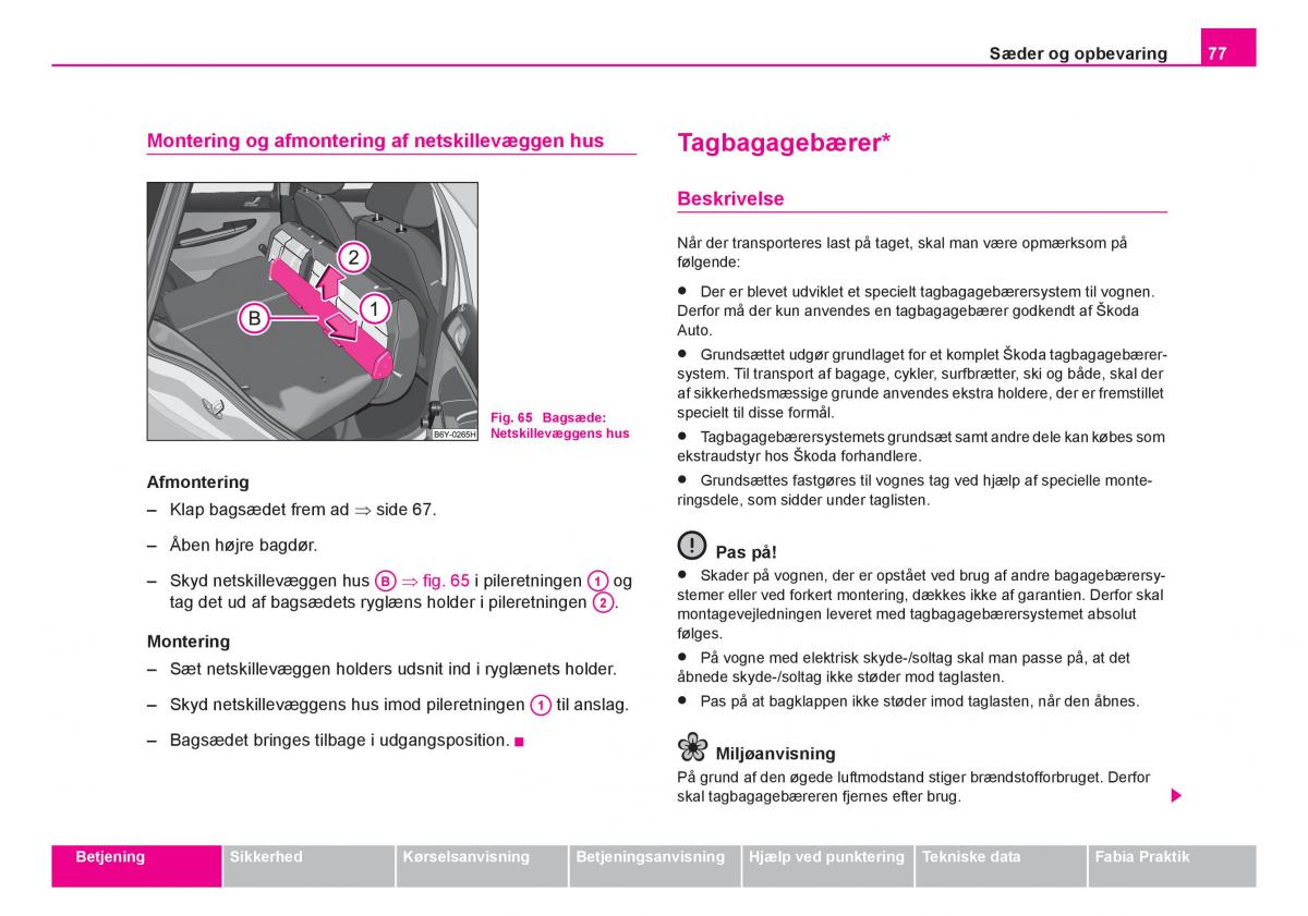 Skoda Fabia I 1 Bilens instruktionsbog / page 78