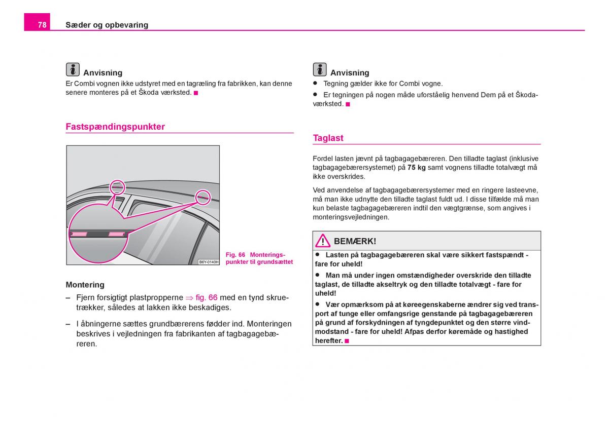 Skoda Fabia I 1 Bilens instruktionsbog / page 79