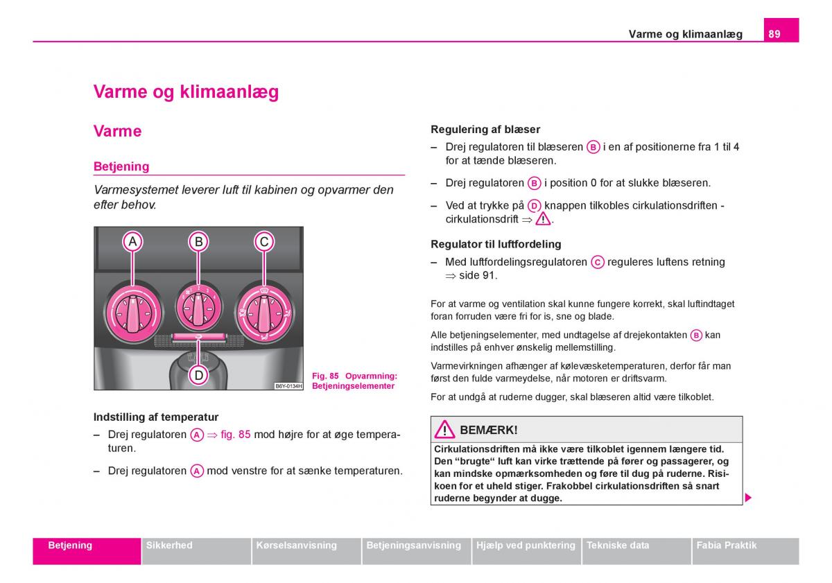 Skoda Fabia I 1 Bilens instruktionsbog / page 90