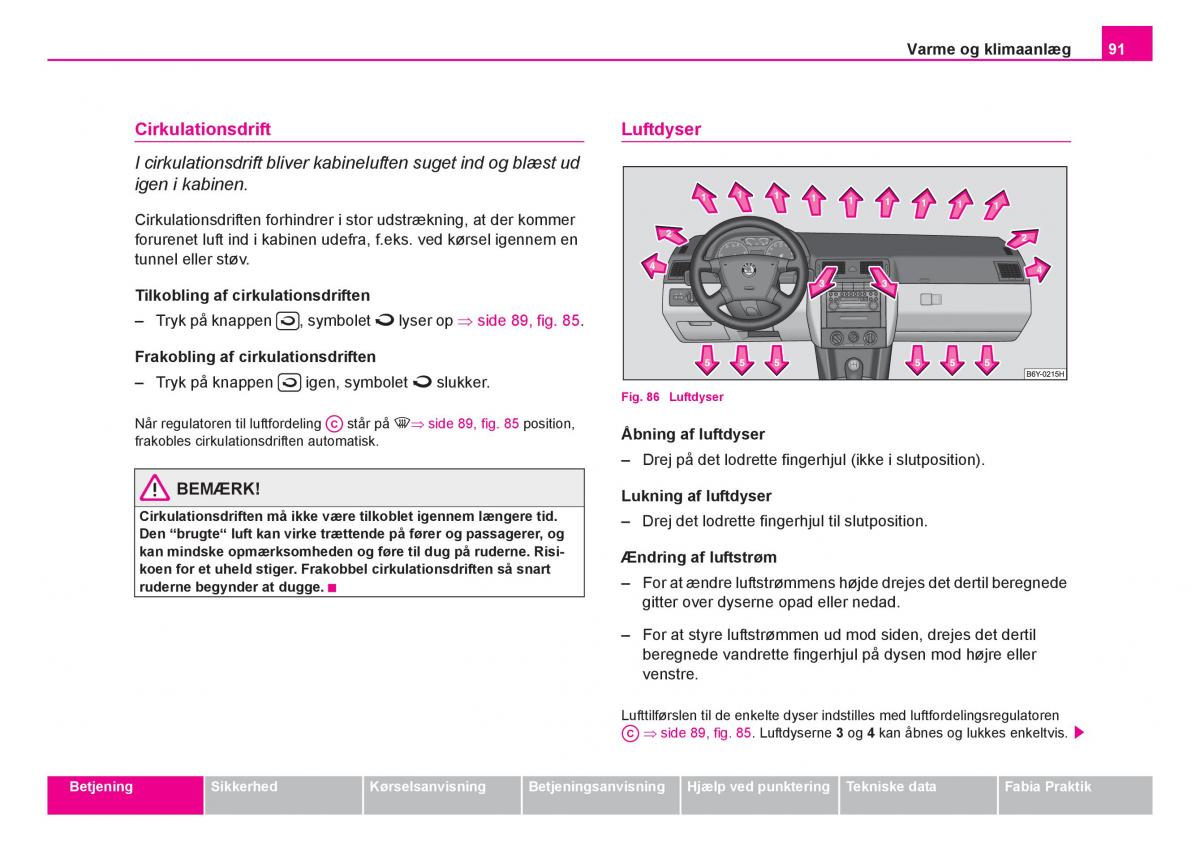 Skoda Fabia I 1 Bilens instruktionsbog / page 92