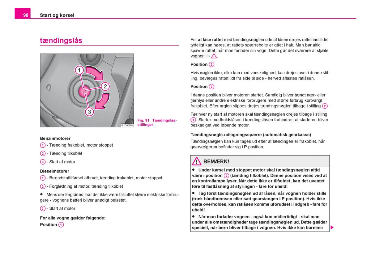 Skoda Fabia I 1 Bilens instruktionsbog / page 99