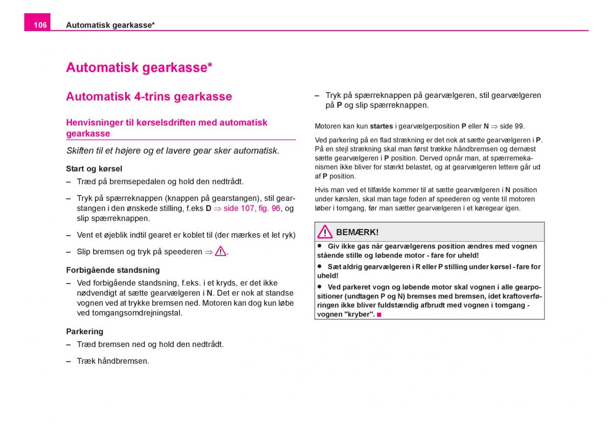 Skoda Fabia I 1 Bilens instruktionsbog / page 107