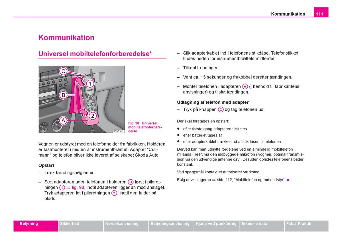 Skoda Fabia I 1 Bilens instruktionsbog / page 112