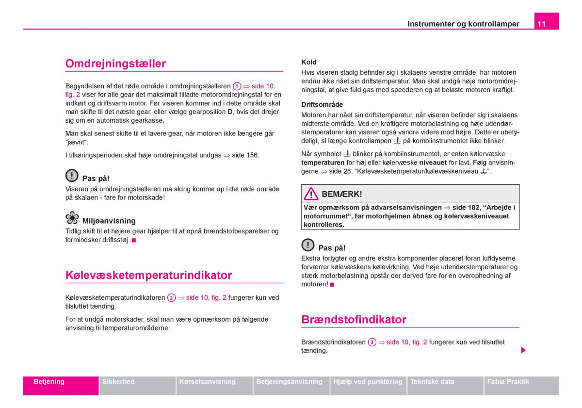 Skoda Fabia I 1 Bilens instruktionsbog / page 12