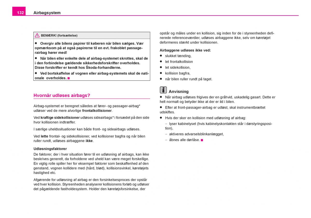 Skoda Fabia I 1 Bilens instruktionsbog / page 133