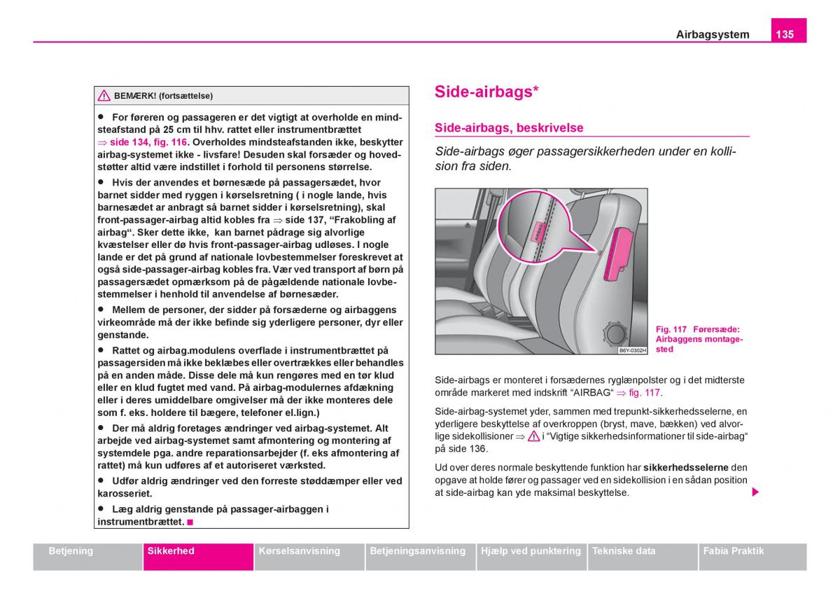 Skoda Fabia I 1 Bilens instruktionsbog / page 136