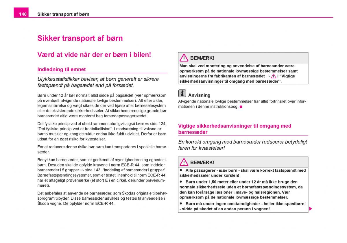 Skoda Fabia I 1 Bilens instruktionsbog / page 141