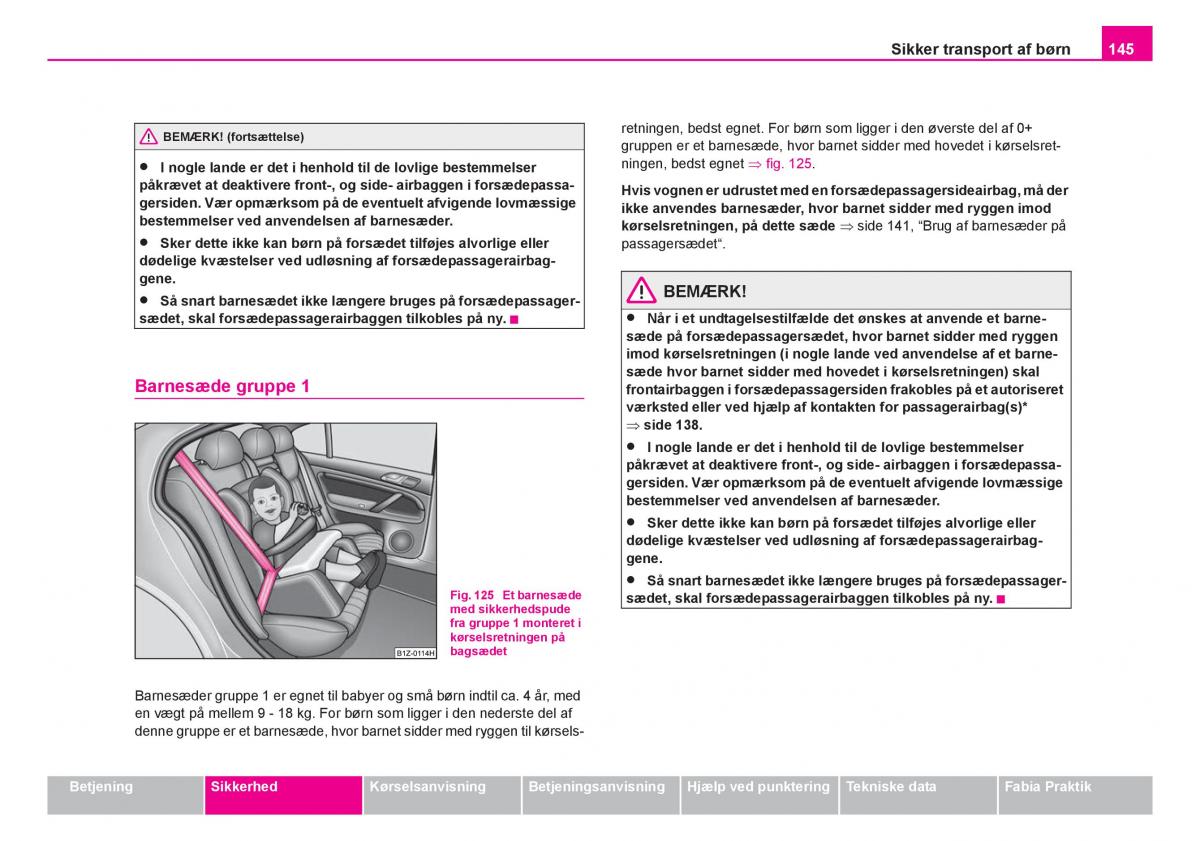 Skoda Fabia I 1 Bilens instruktionsbog / page 146