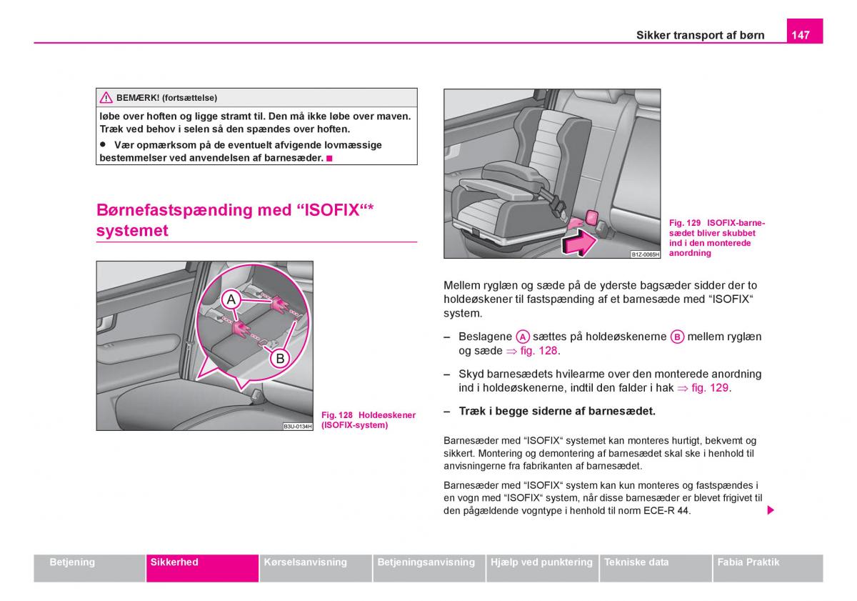 Skoda Fabia I 1 Bilens instruktionsbog / page 148