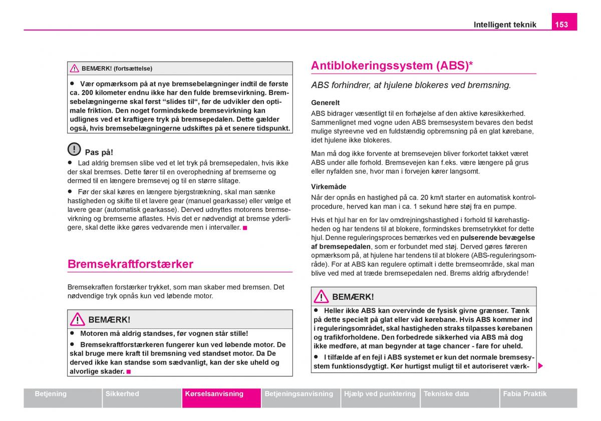 Skoda Fabia I 1 Bilens instruktionsbog / page 154