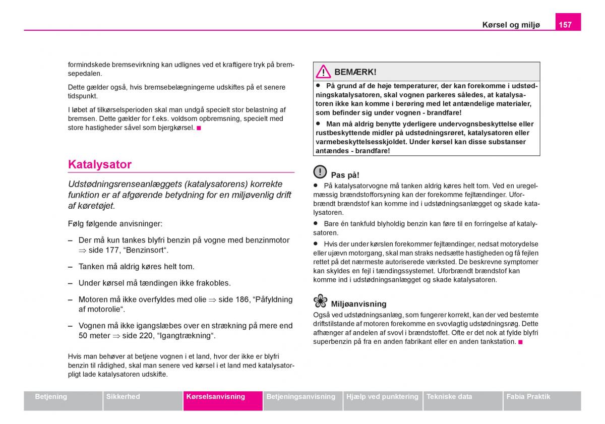 Skoda Fabia I 1 Bilens instruktionsbog / page 158