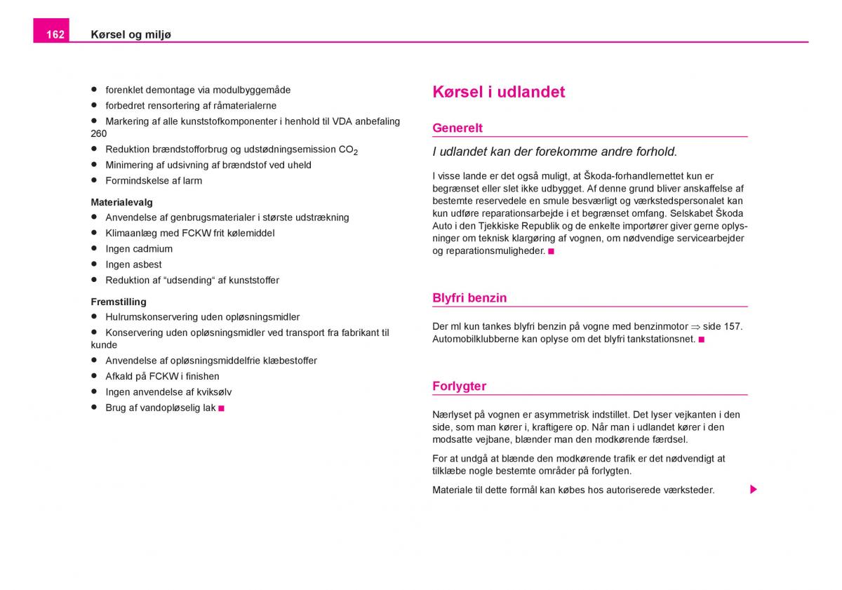 Skoda Fabia I 1 Bilens instruktionsbog / page 163