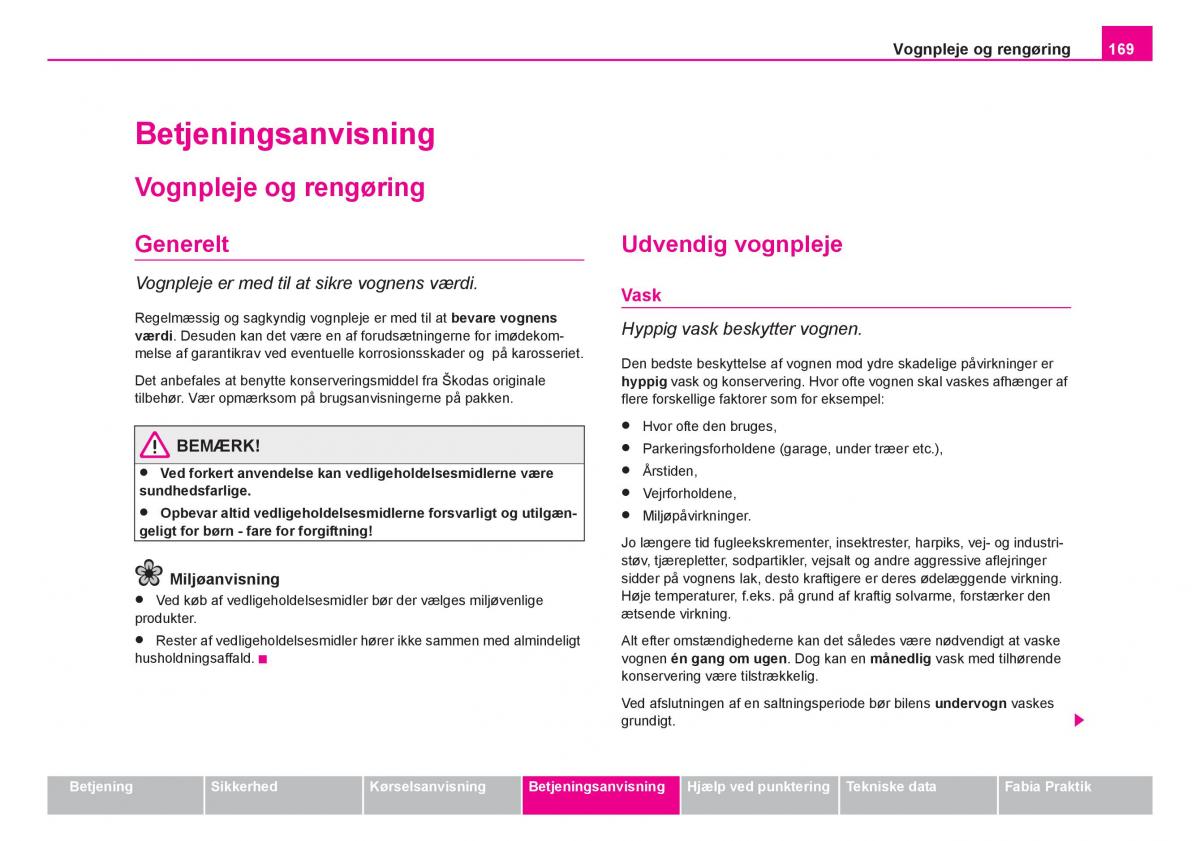 Skoda Fabia I 1 Bilens instruktionsbog / page 170