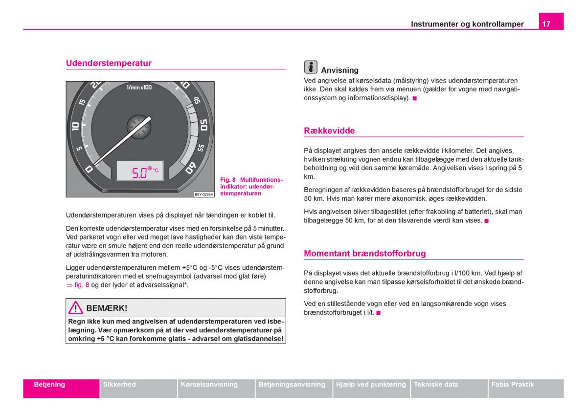 Skoda Fabia I 1 Bilens instruktionsbog / page 18