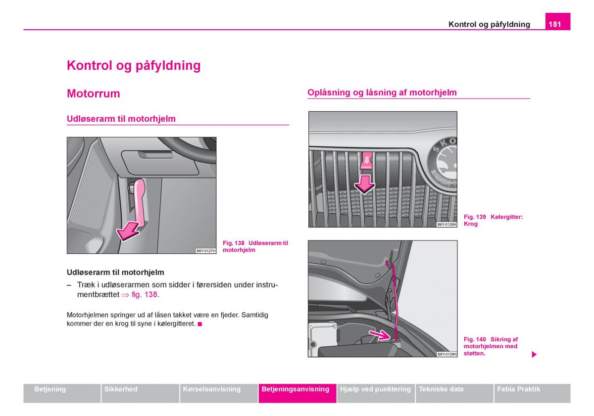 Skoda Fabia I 1 Bilens instruktionsbog / page 182