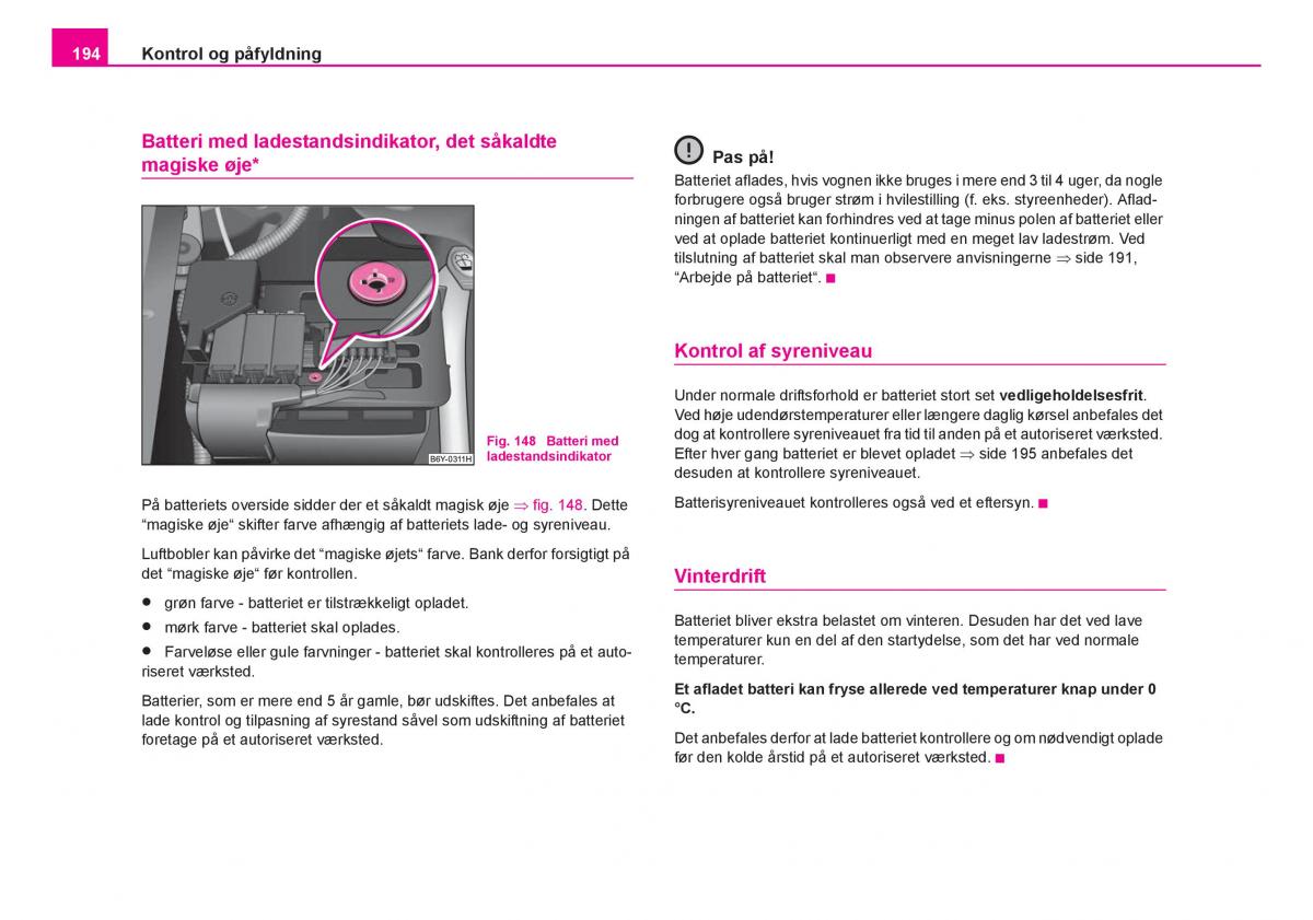 Skoda Fabia I 1 Bilens instruktionsbog / page 195