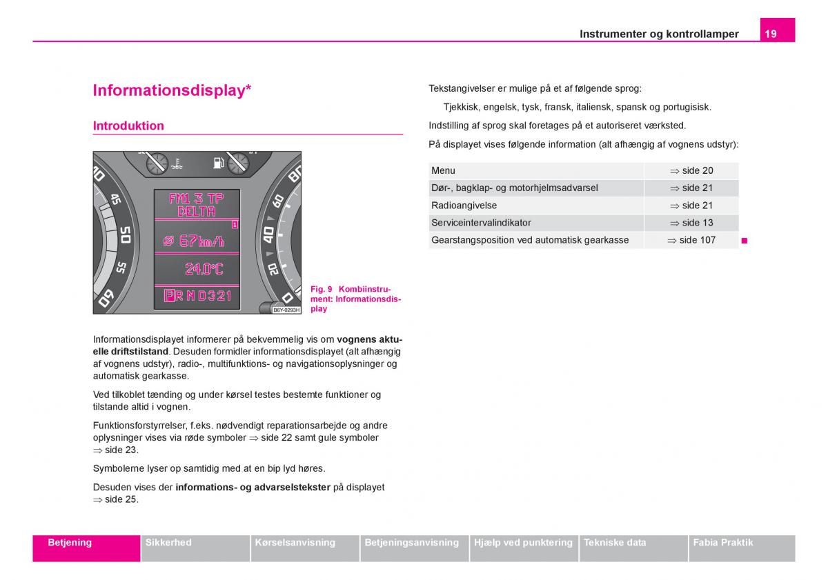 Skoda Fabia I 1 Bilens instruktionsbog / page 20