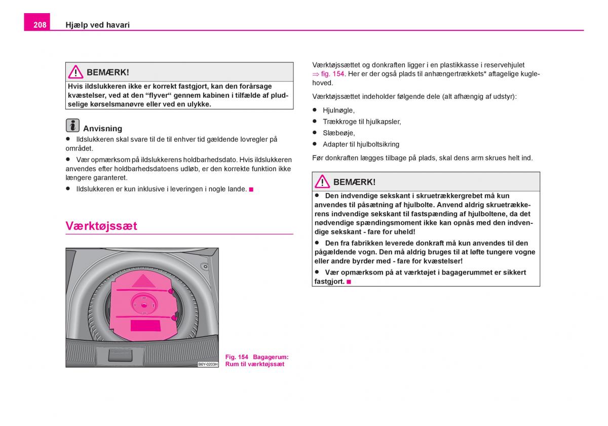 Skoda Fabia I 1 Bilens instruktionsbog / page 209